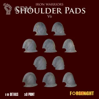 Описание картинки Iron Warriors Shoulder Pads V6 от ForgeNight по цене 400руб | Свободный Рынок Миниатюр - СРМ