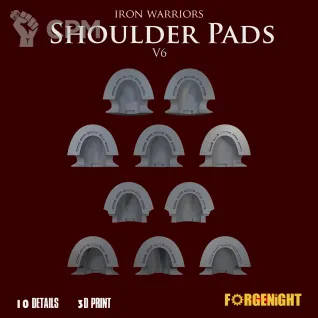 Описание картинки Iron Warriors Shoulder Pads V6 от ForgeNight по цене 400руб | Свободный Рынок Миниатюр - СРМ