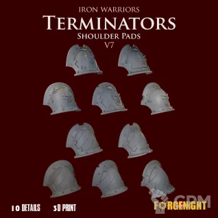 Описание картинки Iron Warriors Terminators Shoulder Pads V7 от ForgeNight по цене 450руб | Свободный Рынок Миниатюр - СРМ