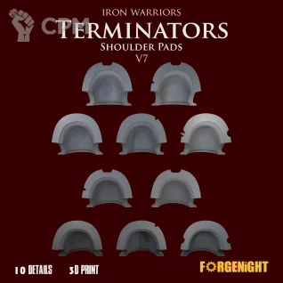 Описание картинки Iron Warriors Terminators Shoulder Pads V7 от ForgeNight по цене 450руб | Свободный Рынок Миниатюр - СРМ