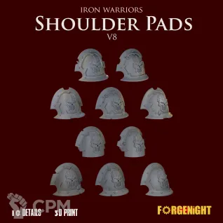 Описание картинки Iron Warriors Horus Heresy Shoulder Pads V8 от ForgeNight по цене 400руб | Свободный Рынок Миниатюр - СРМ