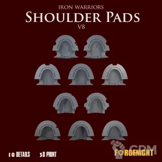 Описание картинки Iron Warriors Horus Heresy Shoulder Pads V8 от ForgeNight по цене 400руб | Свободный Рынок Миниатюр - СРМ