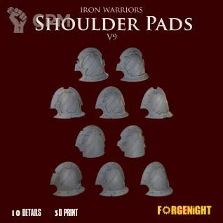 Описание картинки Iron Warriors Shoulder Pads V9 от ForgeNight по цене 400руб | Свободный Рынок Миниатюр - СРМ