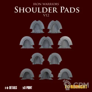 Описание картинки Iron Warriors Shoulder Pads V12 от ForgeNight по цене 400руб | Свободный Рынок Миниатюр - СРМ