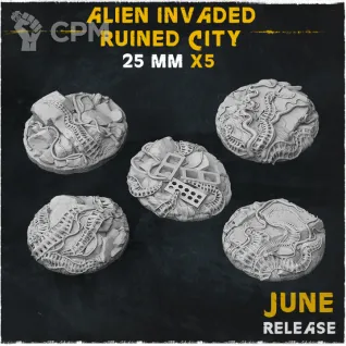 Описание картинки База Alien Invaded Ruined City 25mm от Helnex workshop  по цене 30руб | Свободный Рынок Миниатюр - СРМ