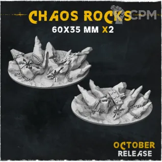 Описание картинки База Chaos Rocks 60x35mm от Helnex workshop  по цене 140руб | Свободный Рынок Миниатюр - СРМ