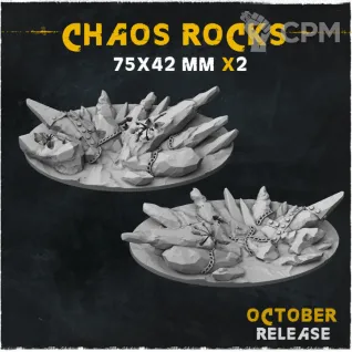 Описание картинки База Chaos Rocks 75x42mm от Helnex workshop  по цене 250руб | Свободный Рынок Миниатюр - СРМ