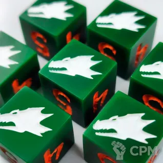 Описание картинки Саламандры, набор из 10 дайсов для Warhammer 40k от SilverDiceCult по цене 4 000руб | Свободный Рынок Миниатюр - СРМ