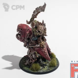 Описание картинки Beast boss on Squigosaur (собран, покрашен) от MiniaturesFAN по цене 7 044руб | Свободный Рынок Миниатюр - СРМ