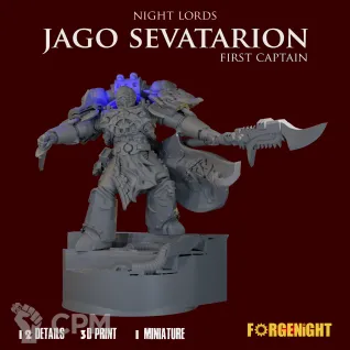 Описание картинки Jago "Sevatar" Sevatarion - First Captain of the Night Lords Diorama от ForgeNight по цене 750руб | Свободный Рынок Миниатюр - СРМ