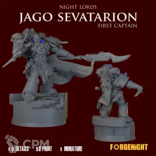 Описание картинки Jago "Sevatar" Sevatarion - First Captain of the Night Lords Diorama от ForgeNight по цене 750руб | Свободный Рынок Миниатюр - СРМ