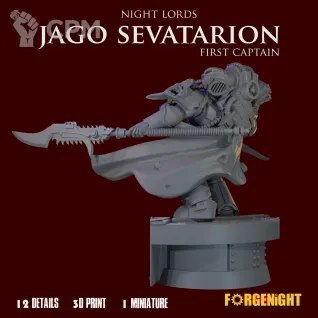 Описание картинки Jago "Sevatar" Sevatarion - First Captain of the Night Lords Diorama от ForgeNight по цене 750руб | Свободный Рынок Миниатюр - СРМ