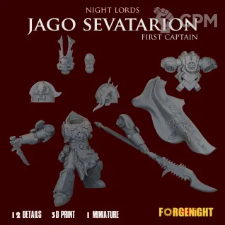 Описание картинки Jago "Sevatar" Sevatarion - First Captain of the Night Lords Diorama от ForgeNight по цене 750руб | Свободный Рынок Миниатюр - СРМ