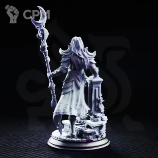 Описание картинки Drow Arch Warden of the Moon - Kadna Glydrin от PocketSized Prints по цене 300руб | Свободный Рынок Миниатюр - СРМ