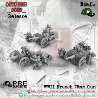 Описание картинки French 75mm Gun от 3DPrintClub по цене 400руб | Свободный Рынок Миниатюр - СРМ