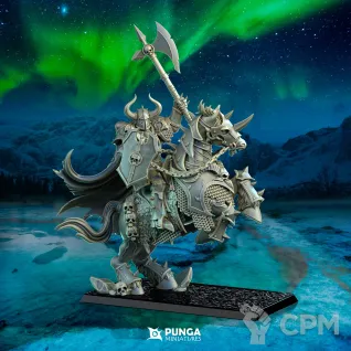 Описание картинки Chaos Norska Barbarians/Kharic Mounted Champion от Barduck Miniatures по цене 419руб | Свободный Рынок Миниатюр - СРМ
