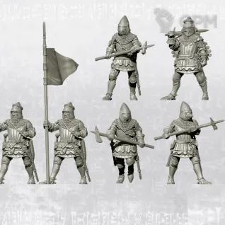 Описание картинки Knights with poleaxe 28мм от Manufactorum76 по цене 750руб | Свободный Рынок Миниатюр - СРМ