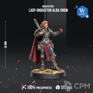 Описание картинки Lady-Inquisitor Alba Snow от Manufactorum76 по цене 300руб | Свободный Рынок Миниатюр - СРМ