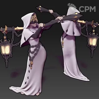 Описание картинки Daena the Lantern Bearer ( Female Warlock / Human Sorcerer / NPC ) от PocketSized Prints по цене 250руб | Свободный Рынок Миниатюр - СРМ