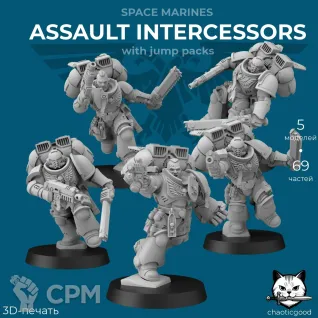 Описание картинки Assault Intercessors With Jump Packs от  по цене 1 200руб | Свободный Рынок Миниатюр - СРМ