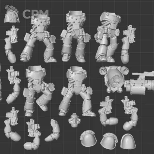 Описание картинки Legion MKIV Destroyer Squad with Jump Packs от White Rhino по цене 799руб | Свободный Рынок Миниатюр - СРМ