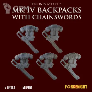 Описание картинки Legiones Astartes MK IV Backpacks with chainswords от ForgeNight по цене 350руб | Свободный Рынок Миниатюр - СРМ