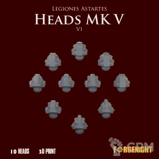 Описание картинки Legiones Astartes Heads MK V V1 от ForgeNight по цене 350руб | Свободный Рынок Миниатюр - СРМ
