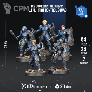 Описание картинки L.E.U. Riot Control Squad/Palanite Enforcer (Альт) от WebWay 3D по цене 2 700руб | Свободный Рынок Миниатюр - СРМ