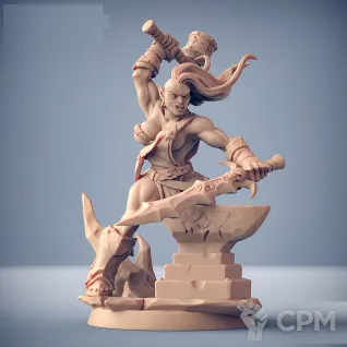 Описание картинки Fantasy Pin-up. Орчиха кузнец от Подземный человек по цене 350руб | Свободный Рынок Миниатюр - СРМ