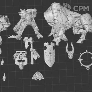 Описание картинки Lord of Khorne on Juggernaut от White Rhino по цене 699руб | Свободный Рынок Миниатюр - СРМ