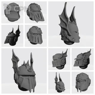 Описание картинки Night Lords Helmets v14 от Стальные Небеса по цене 150руб | Свободный Рынок Миниатюр - СРМ