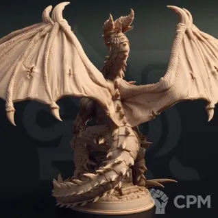 Описание картинки Карогор, древний чёрный дракон от Dark Craft Hobby по цене 18 200руб | Свободный Рынок Миниатюр - СРМ