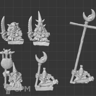 Описание картинки Night Goblin Command Group от White Rhino по цене 499руб | Свободный Рынок Миниатюр - СРМ