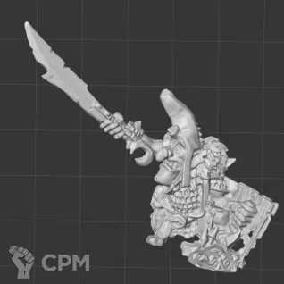 Описание картинки Night Goblin Warboss от White Rhino по цене 299руб | Свободный Рынок Миниатюр - СРМ