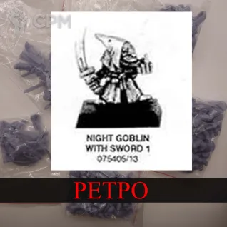 Описание картинки Night Goblin With Sword Warrior от White Rhino по цене 299руб | Свободный Рынок Миниатюр - СРМ