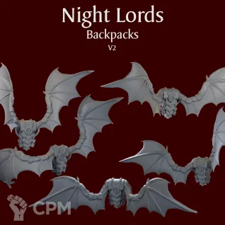 Описание картинки Night Lords Backpacks V2 wings от ForgeNight по цене 300руб | Свободный Рынок Миниатюр - СРМ