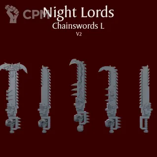 Описание картинки Night Lords Chainswords V2 left hand от ForgeNight по цене 200руб | Свободный Рынок Миниатюр - СРМ