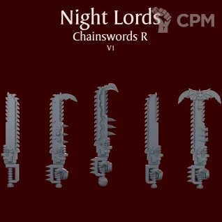 Описание картинки Night Lords Chainswords V1 right hand от ForgeNight по цене 200руб | Свободный Рынок Миниатюр - СРМ