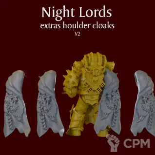 Описание картинки Night Lords extras V2 shoulder cloaks от ForgeNight по цене 175руб | Свободный Рынок Миниатюр - СРМ