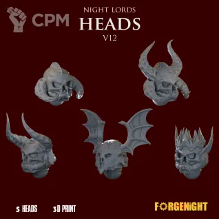 Описание картинки Night Lords heads V12 от ForgeNight по цене 200руб | Свободный Рынок Миниатюр - СРМ