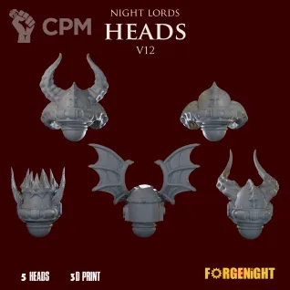 Описание картинки Night Lords heads V12 от ForgeNight по цене 200руб | Свободный Рынок Миниатюр - СРМ