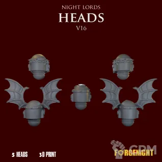 Описание картинки Night Lords Heads V16 от ForgeNight по цене 250руб | Свободный Рынок Миниатюр - СРМ