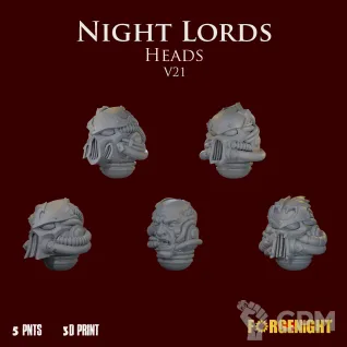 Описание картинки Night Lords Heads V21 от ForgeNight по цене 200руб | Свободный Рынок Миниатюр - СРМ
