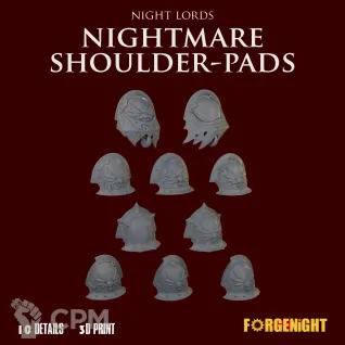Описание картинки Night Lords Kill Team Nightmare Shoulder Pads set от ForgeNight по цене 400руб | Свободный Рынок Миниатюр - СРМ