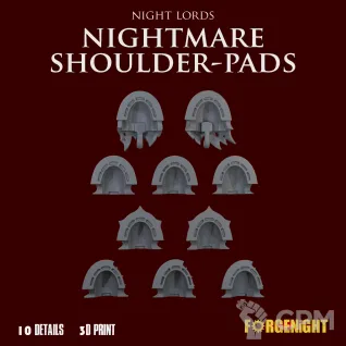 Описание картинки Night Lords Kill Team Nightmare Shoulder Pads set от ForgeNight по цене 400руб | Свободный Рынок Миниатюр - СРМ