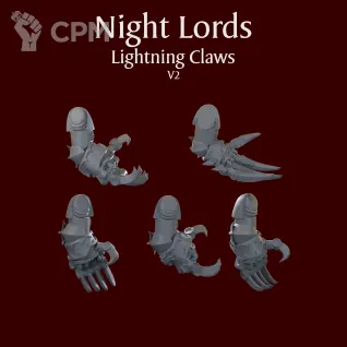 Описание картинки Night Lords Lightning Claws V2 left hand от ForgeNight по цене 250руб | Свободный Рынок Миниатюр - СРМ