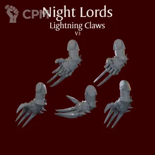 Описание картинки Night Lords Lightning Claws V3 right hand от ForgeNight по цене 250руб | Свободный Рынок Миниатюр - СРМ