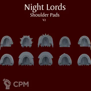 Описание картинки Night Lords Shoulder Pads V2 от ForgeNight по цене 400руб | Свободный Рынок Миниатюр - СРМ