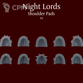 Описание картинки Night Lords Shoulder Pads V4 от ForgeNight по цене 400руб | Свободный Рынок Миниатюр - СРМ
