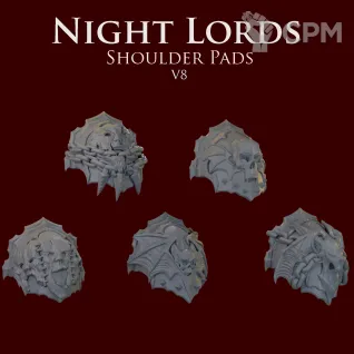 Описание картинки Night Lords Shoulder Pads V8 от ForgeNight по цене 200руб | Свободный Рынок Миниатюр - СРМ